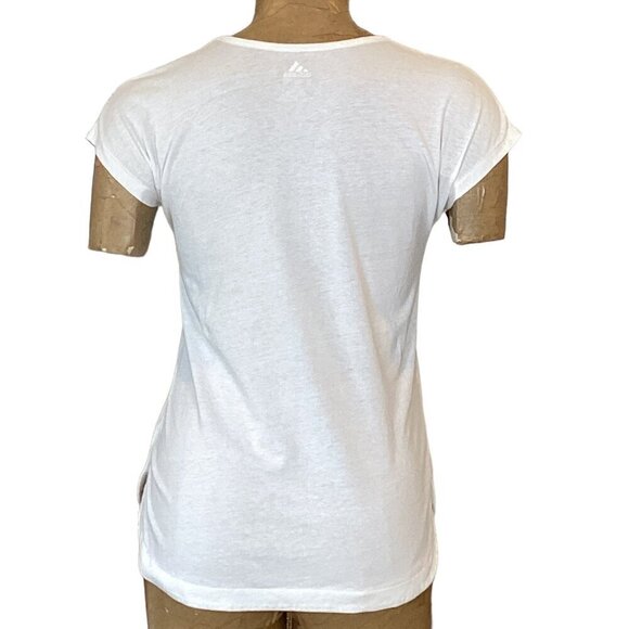 Adidas Graphic Logo T-Shirt Short Sleeve Crew Neck White Girls Sz XL/16 #202A - Picture 4 of 8